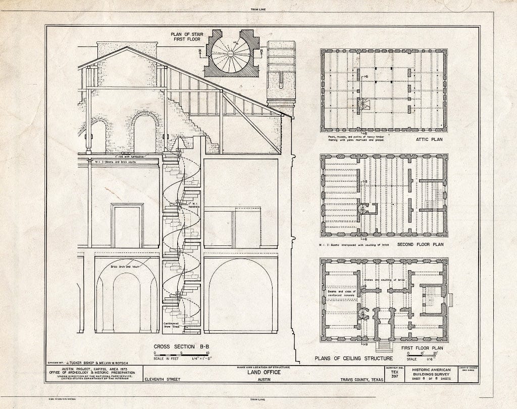 Blueprint HABS TEX,227-AUST,6- (Sheet 8 of 8) - Land Office, 108 East Eleventh Street, Austin, Travis County, TX