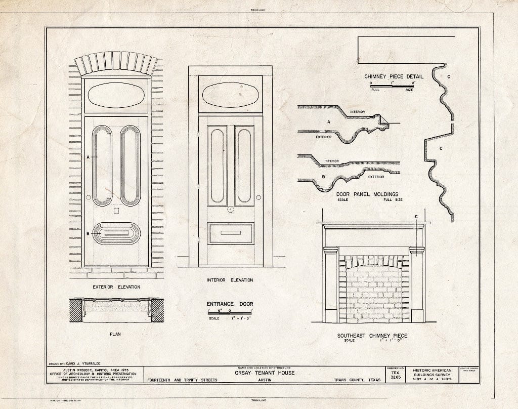 Blueprint HABS TEX,227-AUST,20- (Sheet 4 of 4) - Orsay Tenant House, 310 East Fourteenth Street, Austin, Travis County, TX