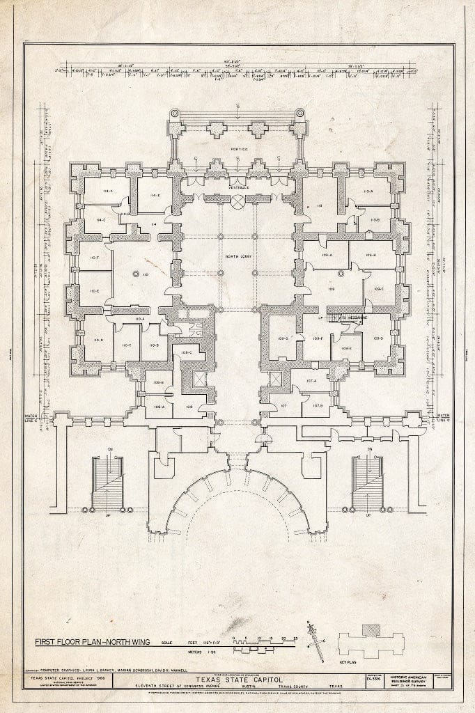 Blueprint HABS TEX,227-AUST,13- (Sheet 13 of 79) - Texas State Capitol, Eleventh Street at Congress Avenue, Austin, Travis County, TX
