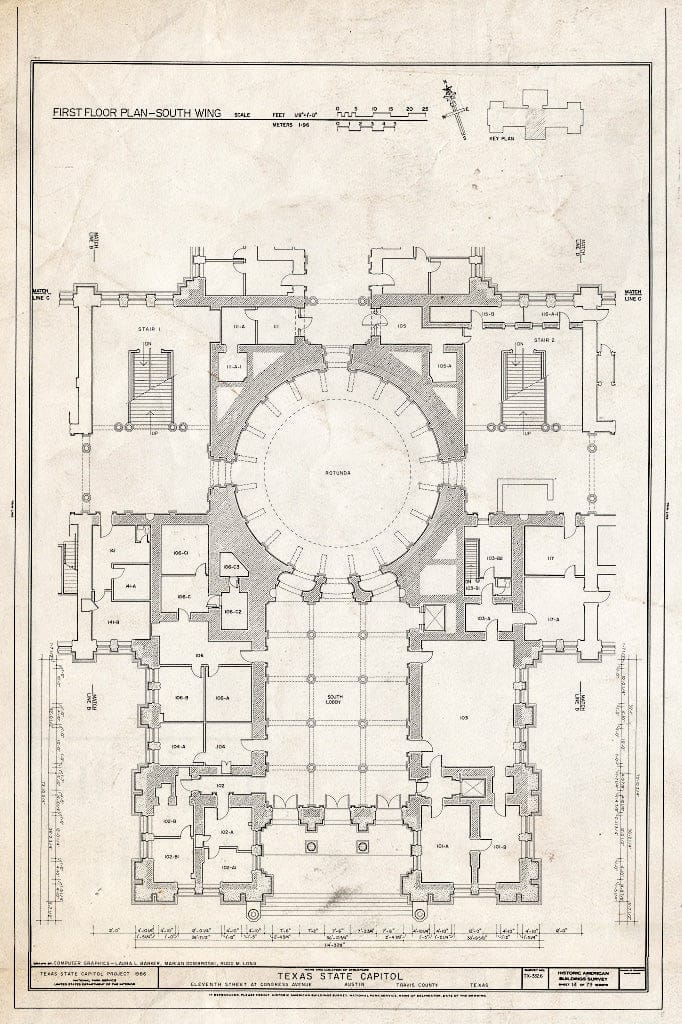 Blueprint HABS TEX,227-AUST,13- (Sheet 14 of 79) - Texas State Capitol, Eleventh Street at Congress Avenue, Austin, Travis County, TX