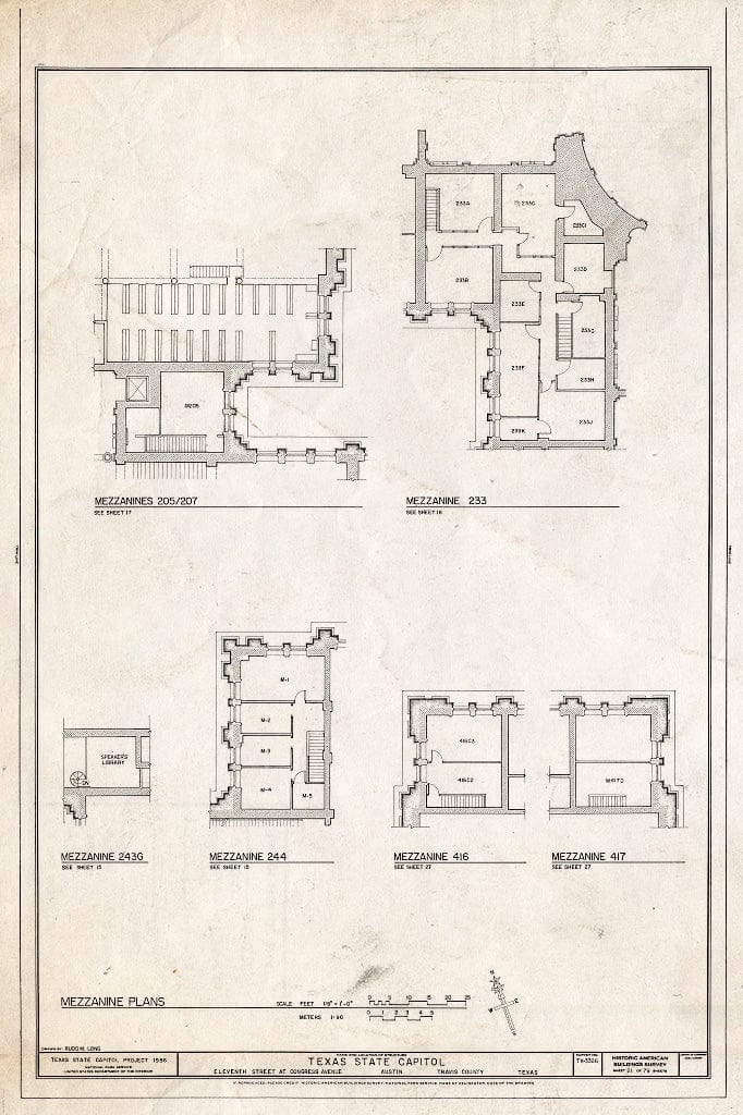 Blueprint HABS TEX,227-AUST,13- (Sheet 21 of 79) - Texas State Capitol, Eleventh Street at Congress Avenue, Austin, Travis County, TX