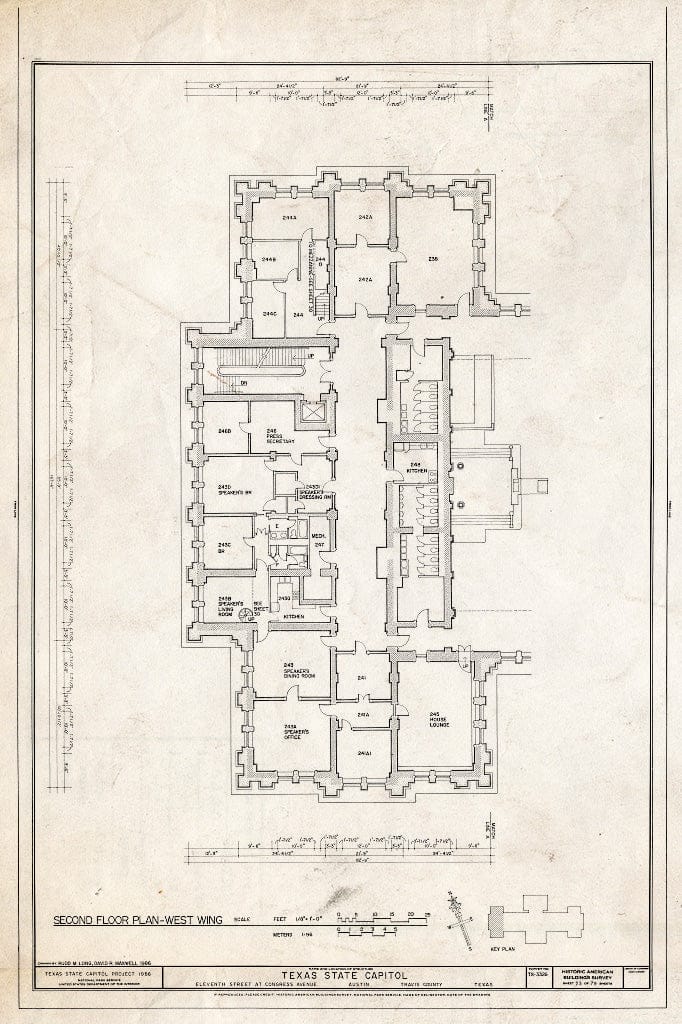 Blueprint HABS TEX,227-AUST,13- (Sheet 23 of 79) - Texas State Capitol, Eleventh Street at Congress Avenue, Austin, Travis County, TX