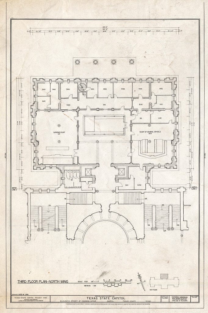 Blueprint HABS TEX,227-AUST,13- (Sheet 33 of 79) - Texas State Capitol, Eleventh Street at Congress Avenue, Austin, Travis County, TX