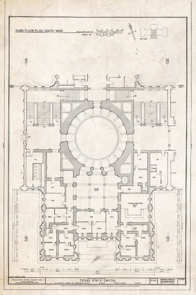 Blueprint HABS TEX,227-AUST,13- (Sheet 34 of 79) - Texas State Capitol, Eleventh Street at Congress Avenue, Austin, Travis County, TX