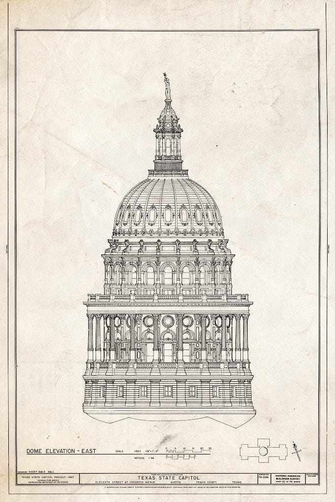 Blueprint HABS TEX,227-AUST,13- (Sheet 52 of 79) - Texas State Capitol, Eleventh Street at Congress Avenue, Austin, Travis County, TX