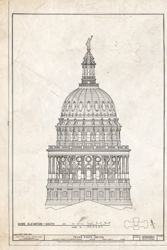Blueprint HABS TEX,227-AUST,13- (Sheet 61 of 79) - Texas State Capitol, Eleventh Street at Congress Avenue, Austin, Travis County, TX