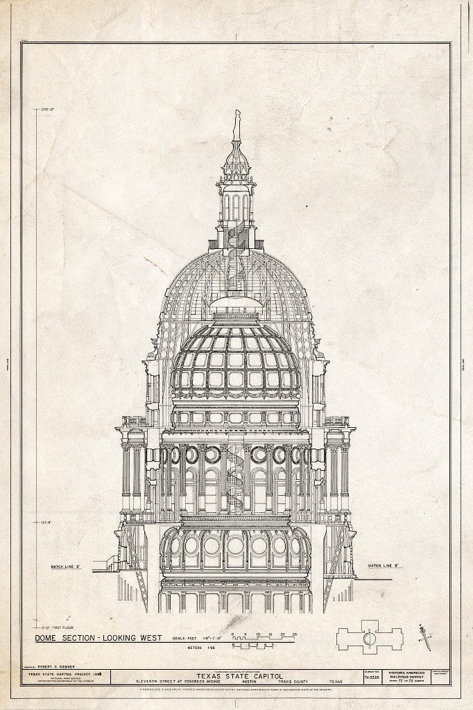 Blueprint HABS TEX,227-AUST,13- (Sheet 72 of 79) - Texas State Capitol, Eleventh Street at Congress Avenue, Austin, Travis County, TX