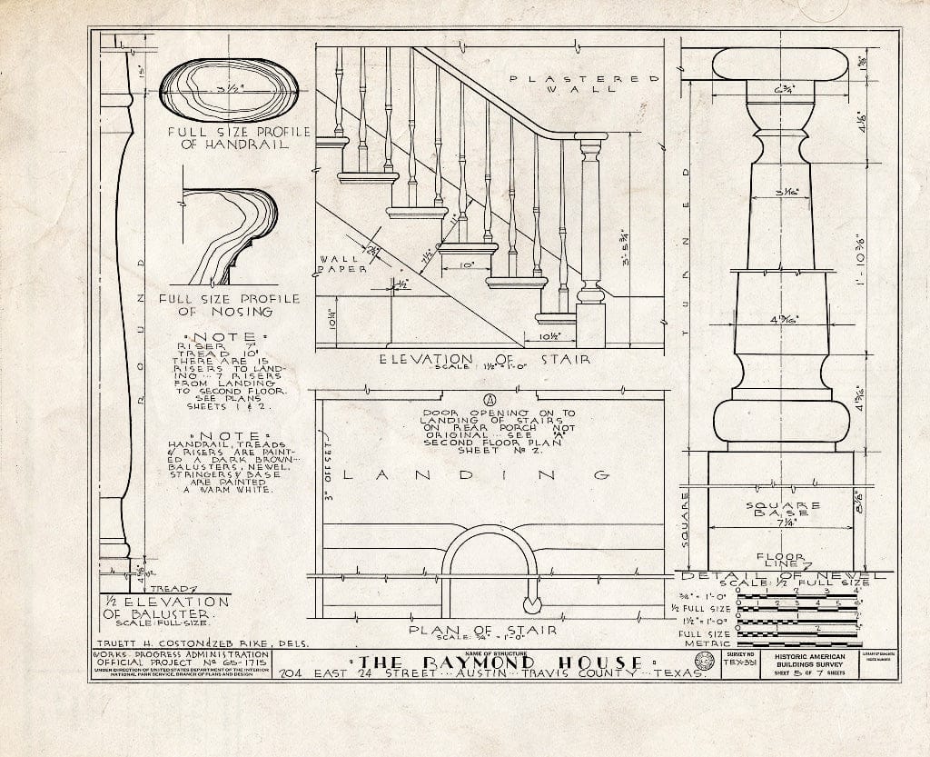 Blueprint HABS TEX,227-AUST,5- (Sheet 5 of 7) - Nathaniel Raymond House, 204 East Twenty-Fourth Street, Austin, Travis County, TX