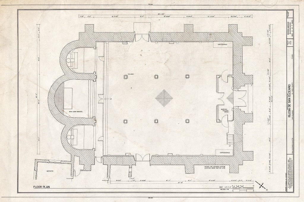 Blueprint HABS TEX,71-SANEL,1- (Sheet 2 of 7) - Iglesia de San Elceario, South Side of San Elizario Plaza, San Elizario, El Paso County, TX
