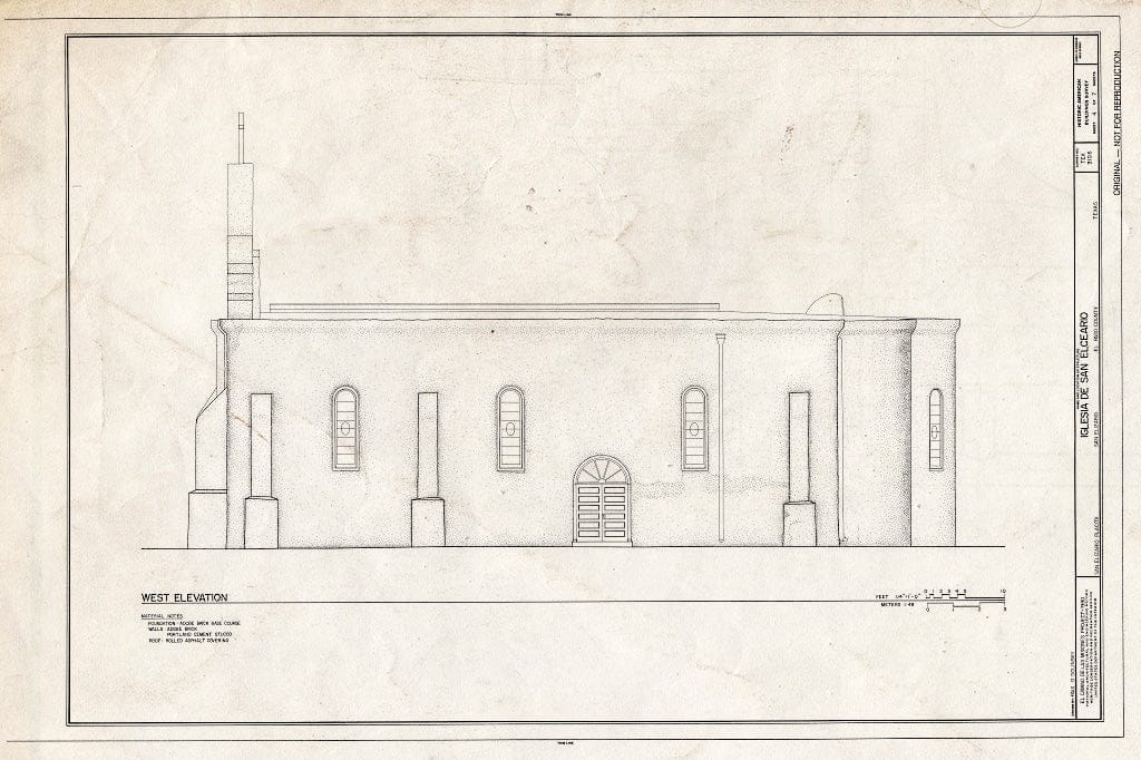 Blueprint HABS TEX,71-SANEL,1- (Sheet 4 of 7) - Iglesia de San Elceario, South Side of San Elizario Plaza, San Elizario, El Paso County, TX