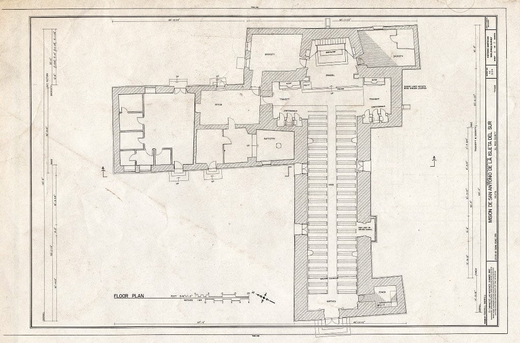 Blueprint HABS TEX,71-YSL,1- (Sheet 2 of 7) - Mision de San Antonio de la Ysleta del Sur, Southeast Corner of Alameda Avenue & Zaragosa Drive, El Paso, El Paso County, TX