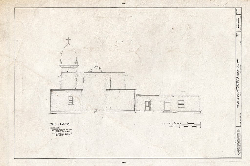 Blueprint HABS TEX,71-YSL,1- (Sheet 5 of 7) - Mision de San Antonio de la Ysleta del Sur, Southeast Corner of Alameda Avenue & Zaragosa Drive, El Paso, El Paso County, TX