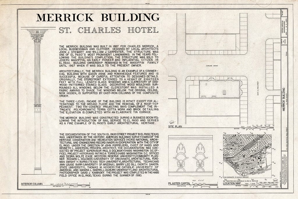 Blueprint HABS TEX,71-ELPA,5- (Sheet 1 of 4) - Merrick Building, 301-303 South El Paso Street, El Paso, El Paso County, TX