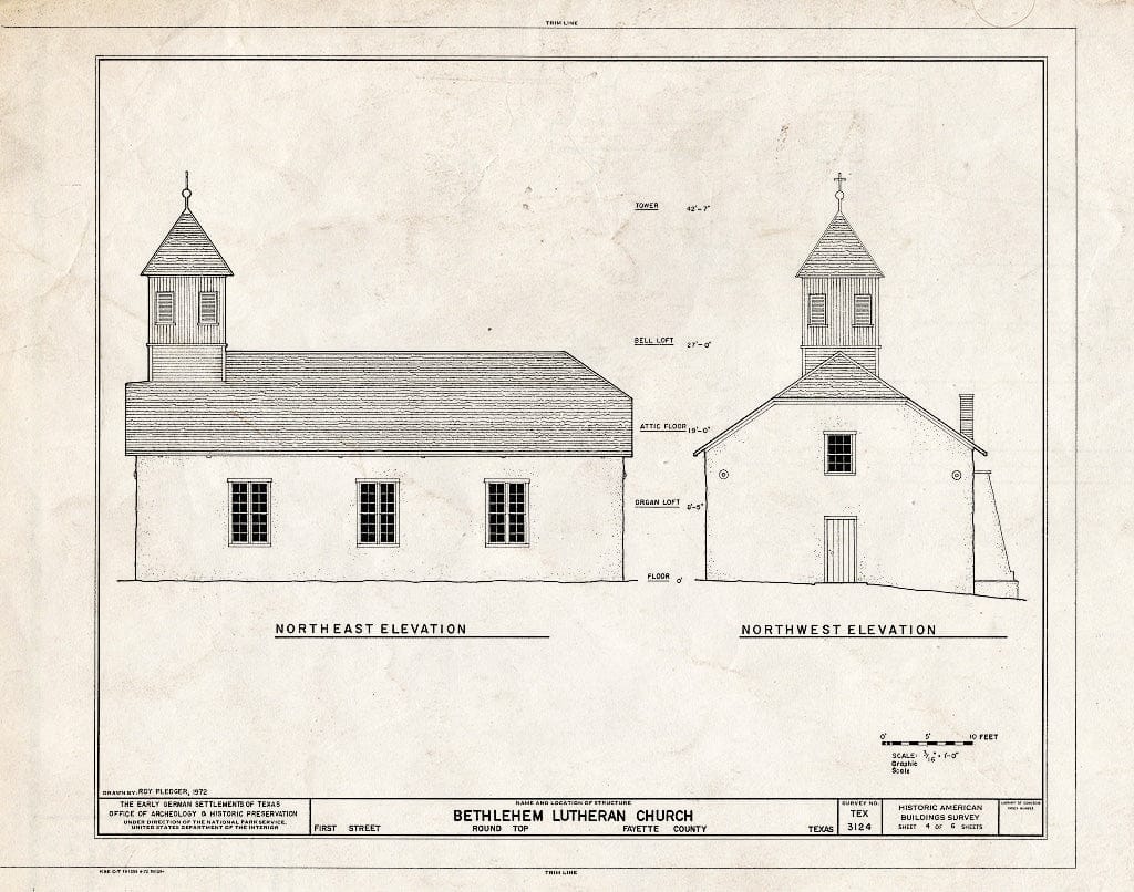 Blueprint HABS TEX,75-ROUNT,2- (Sheet 4 of 6) - Bethlehem Lutheran Church, White Street, Round Top, Fayette County, TX