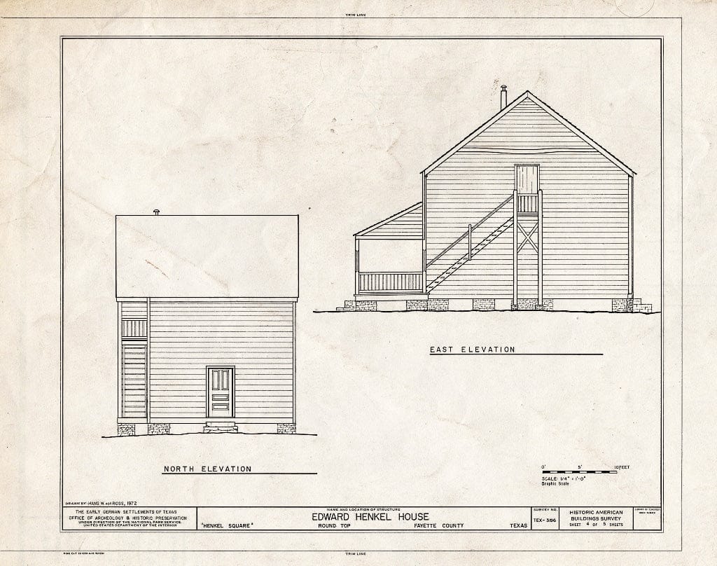 Blueprint HABS TEX,75-ROUNT,4- (Sheet 4 of 5) - Edward Henkel House, Henkel Square, Live Oak & First Streets, Round Top, Fayette County, TX