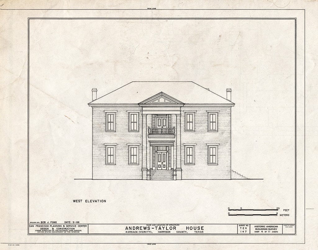 Blueprint HABS TEX,102-KARN.V,1- (Sheet 4 of 11) - Andrews-Taylor House, State Route 43, Farm Road 2862 Vicinity, Karnack, Harrison County, TX