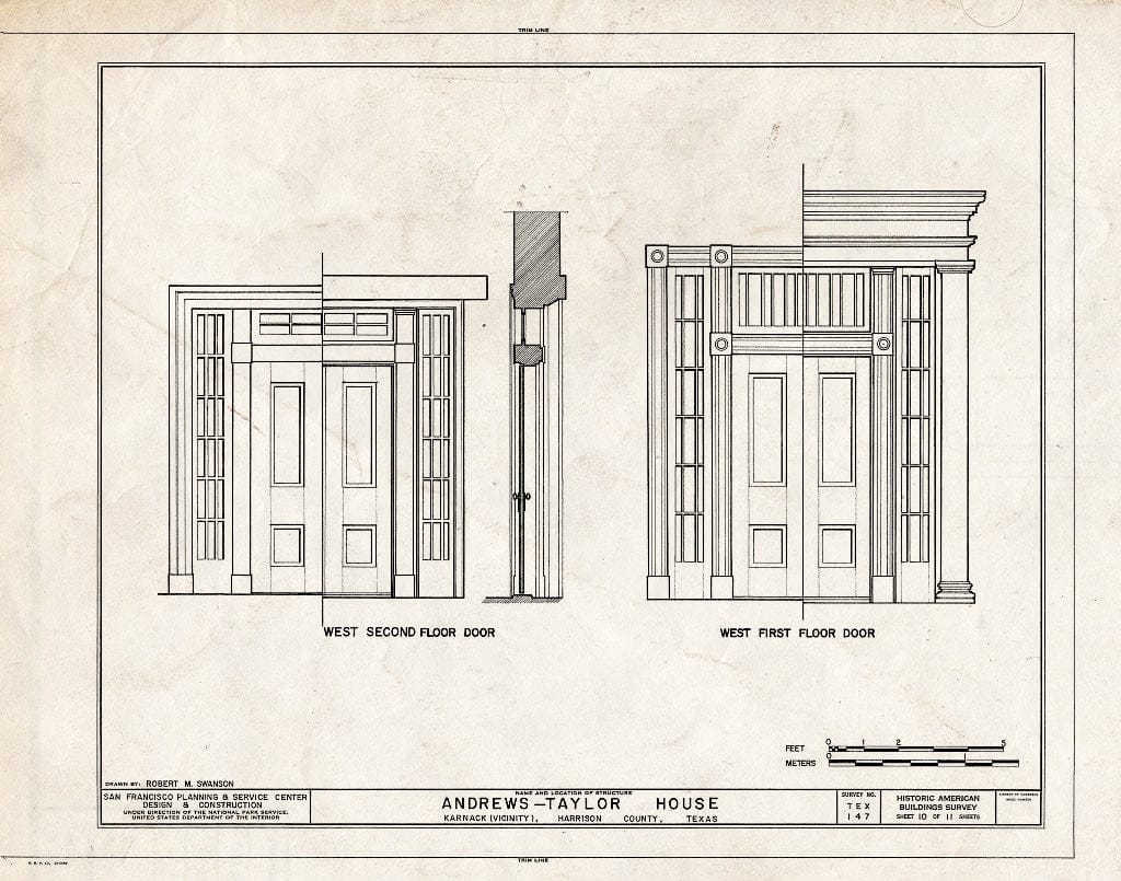 Blueprint HABS TEX,102-KARN.V,1- (Sheet 10 of 11) - Andrews-Taylor House, State Route 43, Farm Road 2862 Vicinity, Karnack, Harrison County, TX