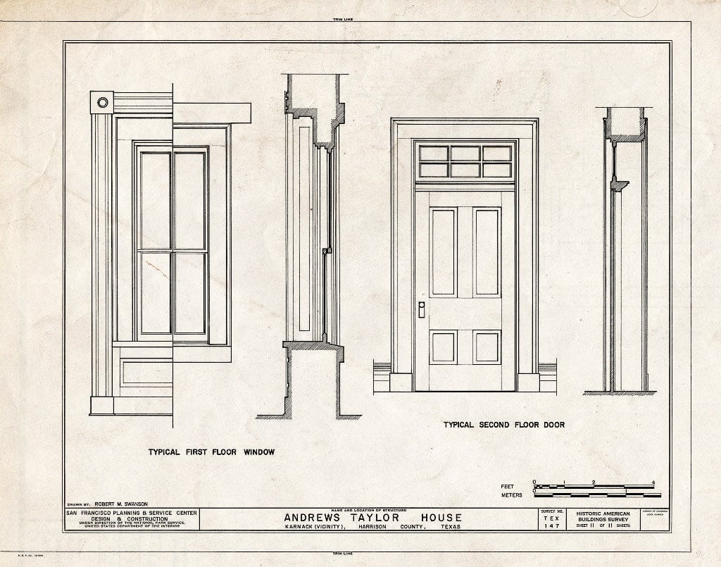 Blueprint HABS TEX,102-KARN.V,1- (Sheet 11 of 11) - Andrews-Taylor House, State Route 43, Farm Road 2862 Vicinity, Karnack, Harrison County, TX