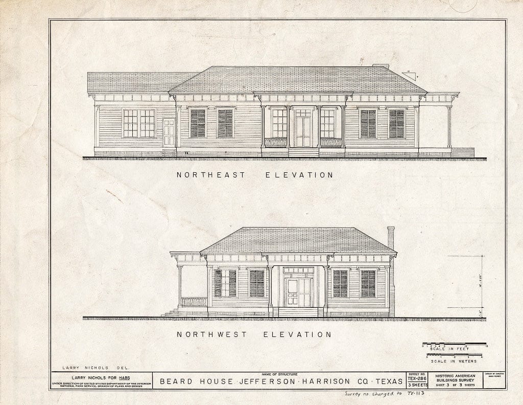 Blueprint HABS TEX,158-JEF,6- (Sheet 3 of 3) - Noble A. Birge House, 212 North Vale Street, Jefferson, Marion County, TX