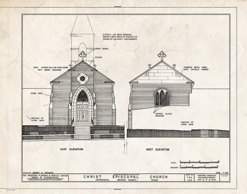 Blueprint HABS TEX,158-JEF,16- (Sheet 4 of 5) - Christ Episcopal Church, Main & Taylor Streets, Jefferson, Marion County, TX