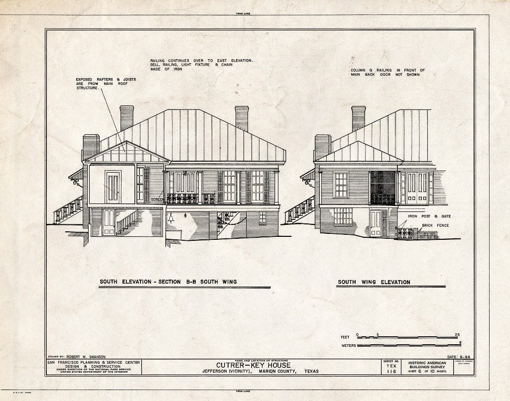Blueprint HABS TEX,158-JEF.V,2- (Sheet 6 of 10) - Cutrer-Key House, State Route 59, Jefferson, Marion County, TX