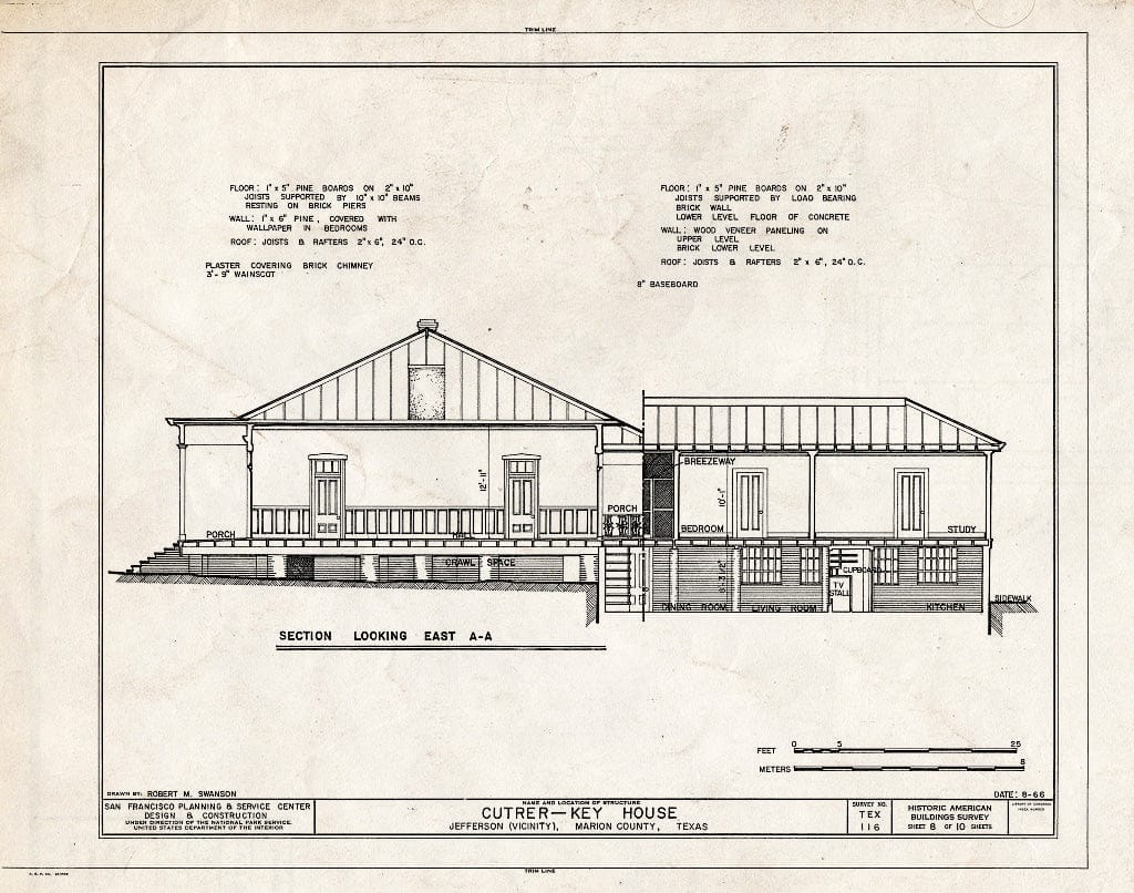 Blueprint HABS TEX,158-JEF.V,2- (Sheet 8 of 10) - Cutrer-Key House, State Route 59, Jefferson, Marion County, TX