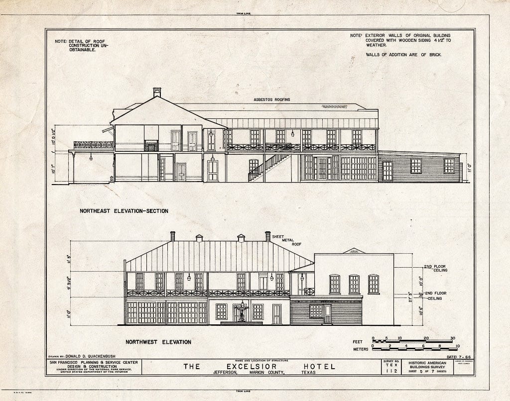 Blueprint HABS TEX,158-JEF,5- (Sheet 5 of 7) - Excelsior Hotel, Austin Street, Jefferson, Marion County, TX
