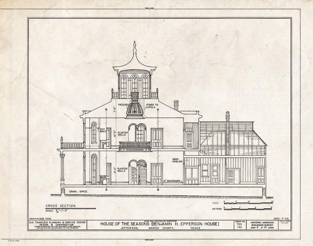 Blueprint HABS TEX,158-JEF,15- (Sheet 8 of 14) - House of The Seasons, 409 South Alley Street, Jefferson, Marion County, TX