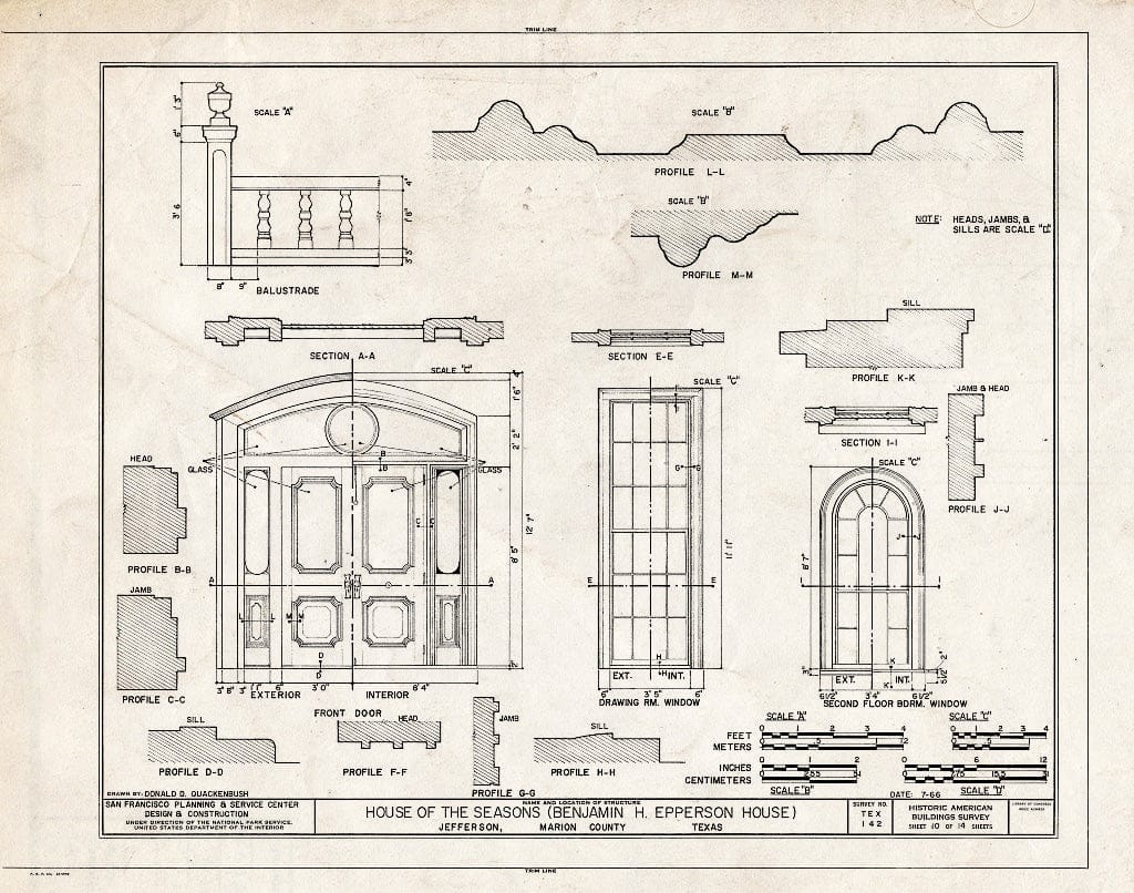 Blueprint HABS TEX,158-JEF,15- (Sheet 10 of 14) - House of The Seasons, 409 South Alley Street, Jefferson, Marion County, TX