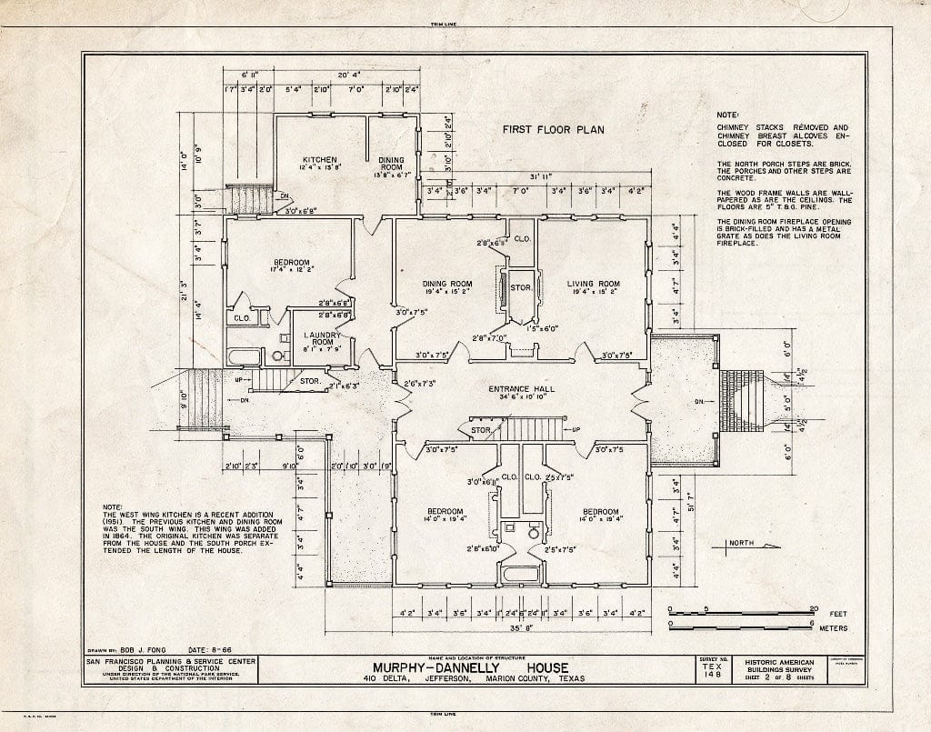 Blueprint HABS TEX,158-JEF,20- (Sheet 2 of 8) - Murphy-Dannelly House, 410 Delte Street, Jefferson, Marion County, TX