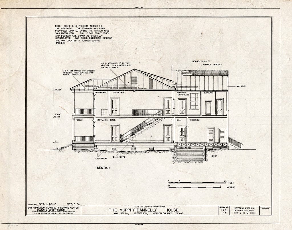 Blueprint HABS TEX,158-JEF,20- (Sheet 8 of 8) - Murphy-Dannelly House, 410 Delte Street, Jefferson, Marion County, TX