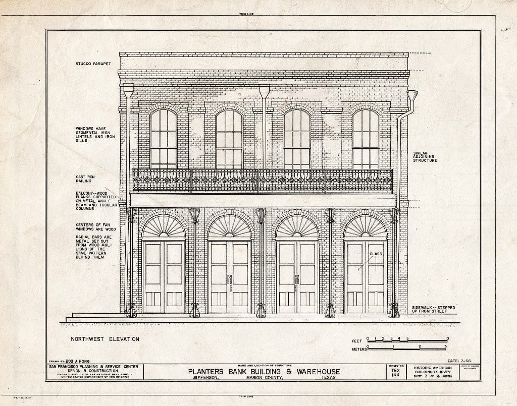 Blueprint HABS TEX,158-JEF,17- (Sheet 3 of 4) - Planters Bank Building & Warehouse, 224 East Austin Street, Jefferson, Marion County, TX