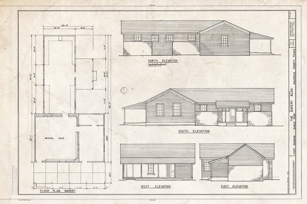 Blueprint HABS TEX,162-EAPA,2A- (Sheet 1 of 1) - Fort Duncan, Bakery Building, Eagle Pass, Maverick County, TX