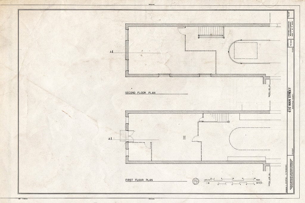 Blueprint HABS TEX,198-CALV,1- (Sheet 1 of 4) - 610 Main Street (Commercial Building), Calvert, Robertson County, TX