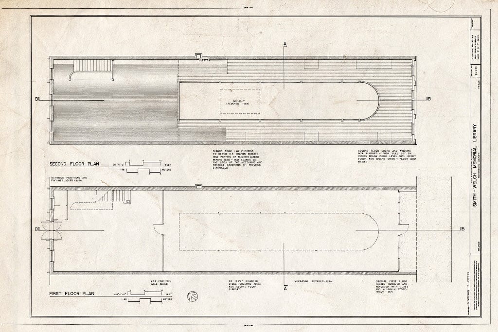 Blueprint HABS TEX,198-HEAR,1- (Sheet 2 of 7) - Smith-Welch Memorial Library, Hearne, Robertson County, TX