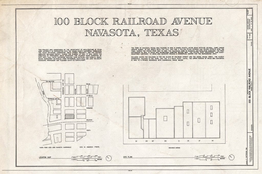 Blueprint HABS TEX,93-NAVA,4- (Sheet 1 of 18) - Railroad Avenue,100 Block (Buildings), Navasota, Grimes County, TX
