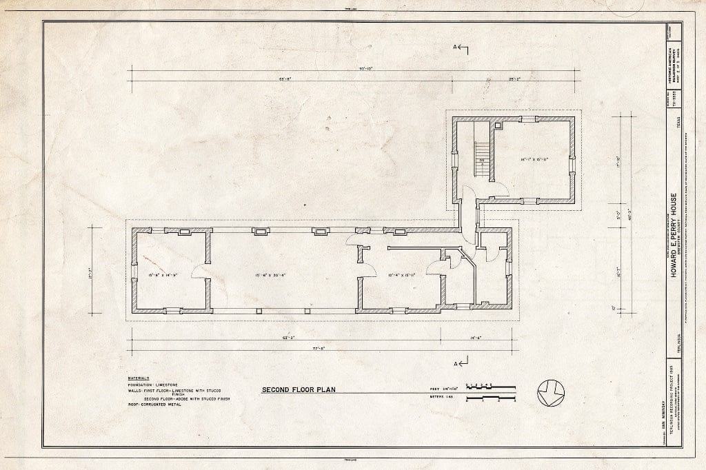 Blueprint HABS TEX,22-TERL,3- (Sheet 2 of 5) - Howard E. Perry House, Terlingua, Brewster County, TX