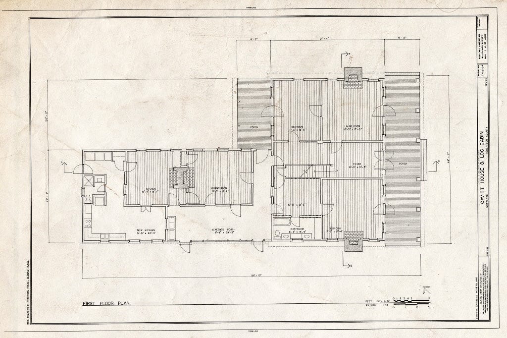 Blueprint HABS TEX,198-WHEEL,1A- (Sheet 1 of 10) - Cavitt House, Wheelock, Robertson County, TX