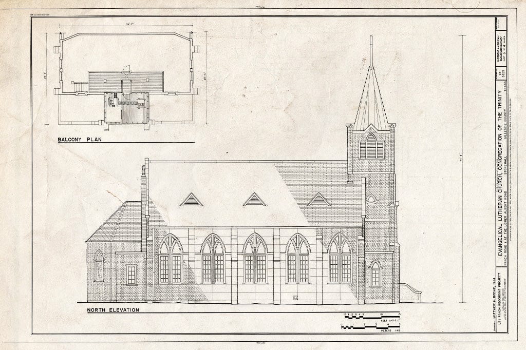 Blueprint HABS TEX,86-Stone,2- (Sheet 3 of 4) - Evangelical Lutheran Church, Congregation of The Trinity, Ranch Road 1 at Lower Albert Road, Stonewall, Gillespie County, TX