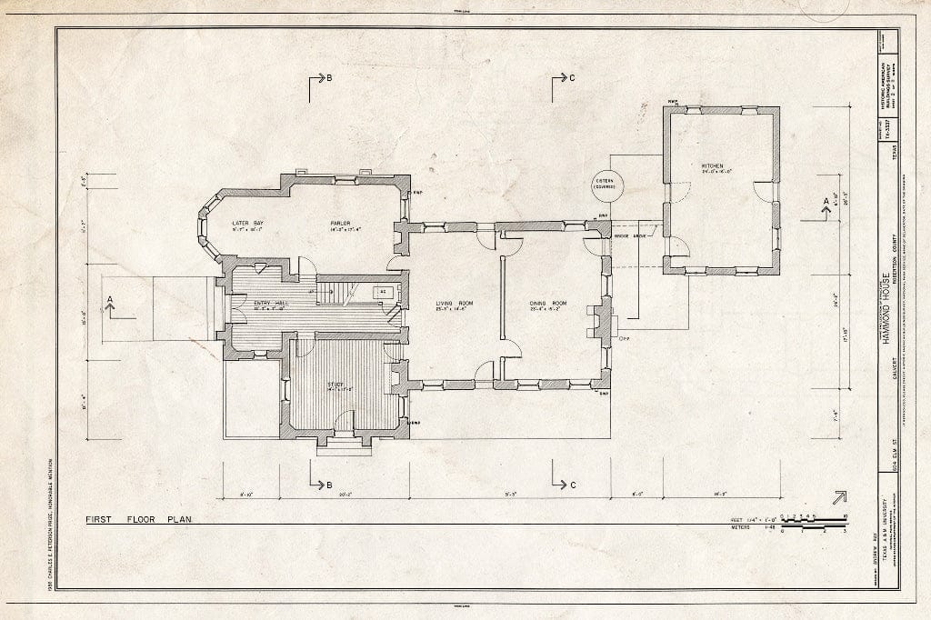 Blueprint HABS TEX,198-CALV,4- (Sheet 2 of 11) - Hammond House, 604 Elm Street, Calvert, Robertson County, TX
