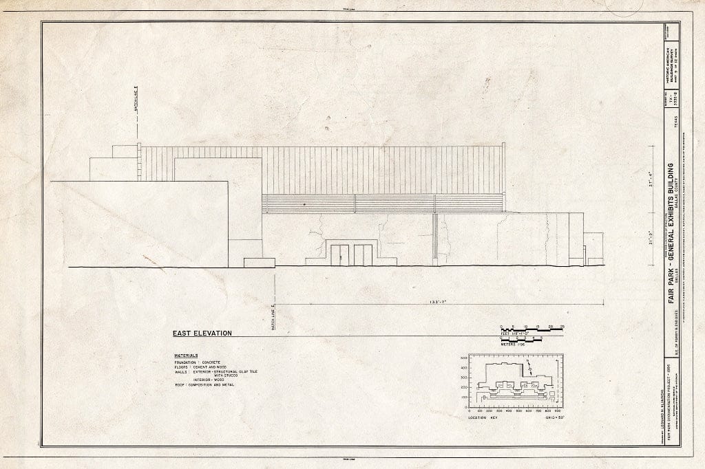Blueprint HABS TEX,57-DAL,3B- (Sheet 9 of 12) - Fair Park, General Exhibits Building, Northeast of Parry & Second Avenues, Dallas, Dallas County, TX