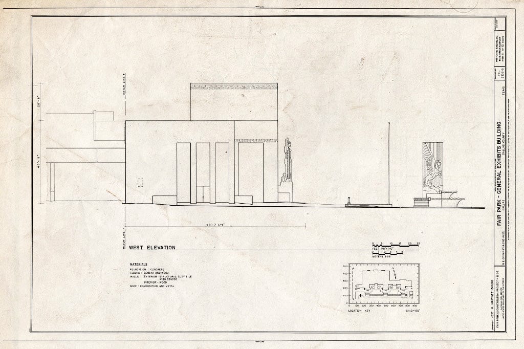 Blueprint HABS TEX,57-DAL,3B- (Sheet 11 of 12) - Fair Park, General Exhibits Building, Northeast of Parry & Second Avenues, Dallas, Dallas County, TX