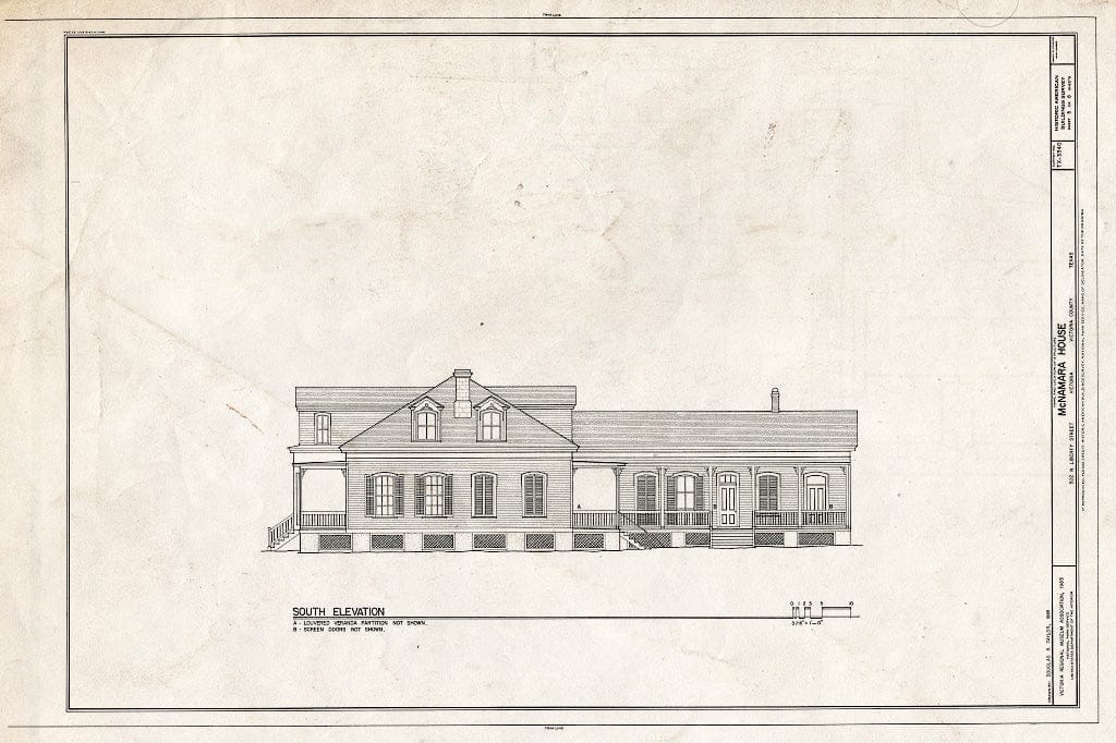 Blueprint HABS TEX,235-VIC,4- (Sheet 5 of 8) - McNamara House, 502 North Liberty Street, Victoria, Victoria County, TX