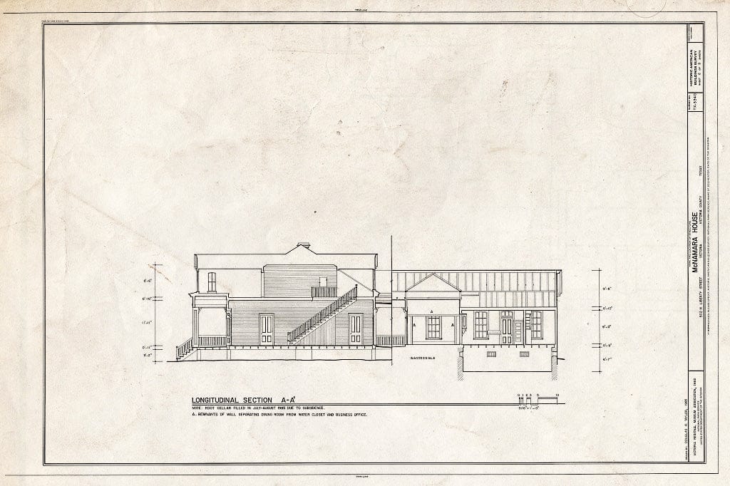 Blueprint HABS TEX,235-VIC,4- (Sheet 8 of 8) - McNamara House, 502 North Liberty Street, Victoria, Victoria County, TX
