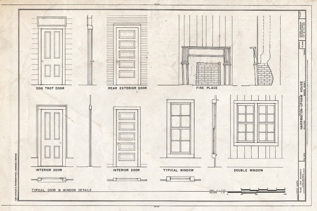 Blueprint HABS TEX,21-MICA,1- (Sheet 10 of 10) - Harrington-Upham House, FM 2154 (Wellborn Road), Millican, Brazos County, TX
