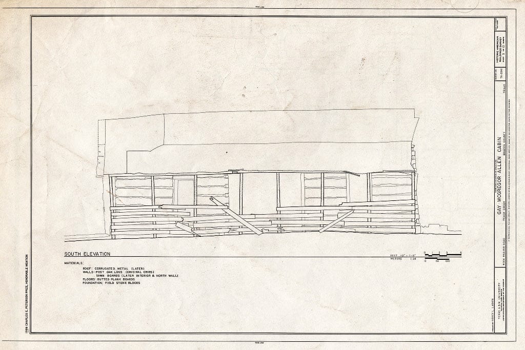 Blueprint HABS TEX,21-MICA.V,1- (Sheet 3 of 10) - Gay-MacGregor-Allen Cabin, Rock Prairie Road, Millican, Brazos County, TX