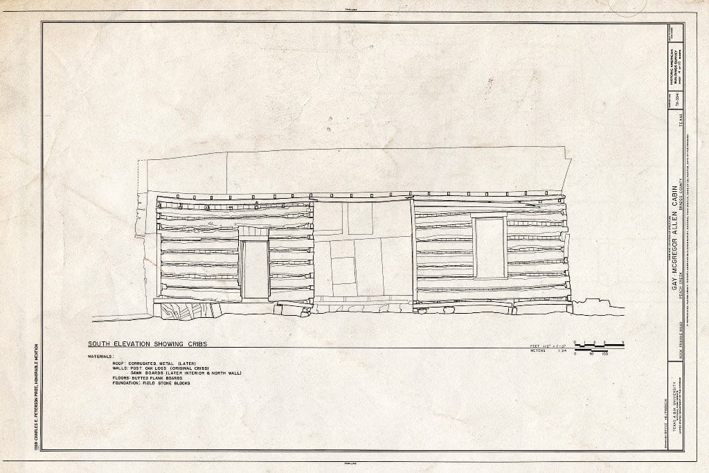 Blueprint HABS TEX,21-MICA.V,1- (Sheet 4 of 10) - Gay-MacGregor-Allen Cabin, Rock Prairie Road, Millican, Brazos County, TX
