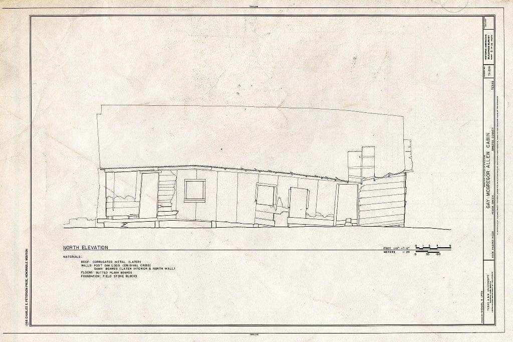 Blueprint HABS TEX,21-MICA.V,1- (Sheet 6 of 10) - Gay-MacGregor-Allen Cabin, Rock Prairie Road, Millican, Brazos County, TX