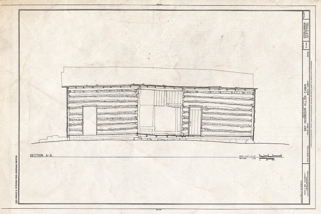 Blueprint HABS TEX,21-MICA.V,1- (Sheet 8 of 10) - Gay-MacGregor-Allen Cabin, Rock Prairie Road, Millican, Brazos County, TX