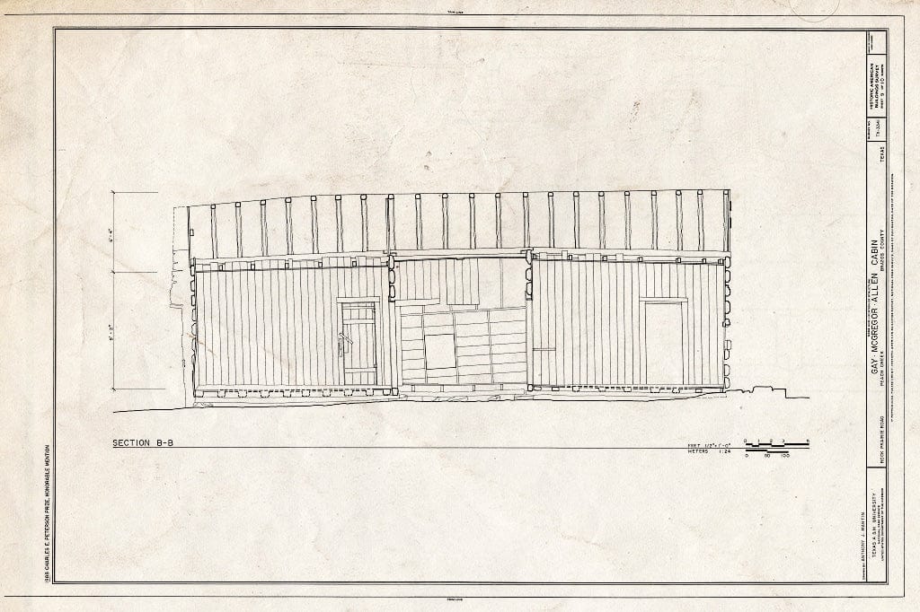 Blueprint HABS TEX,21-MICA.V,1- (Sheet 9 of 10) - Gay-MacGregor-Allen Cabin, Rock Prairie Road, Millican, Brazos County, TX